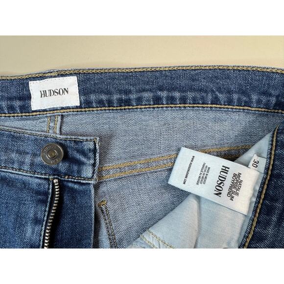 Hudson Natalie Mid-Rise Slim Boyfriend Jean 30 Medium Wash Cuffed Crop Stretch - Picture 6 of 15